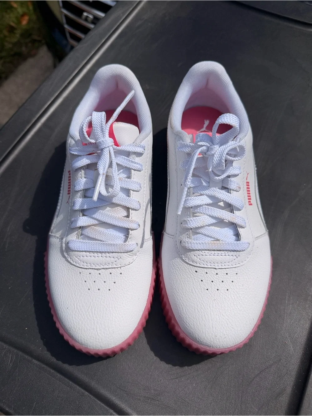 Puma Women's White Sneakers with Pink Trim Women Size 7.5